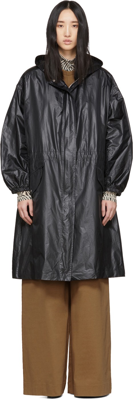 Joseph Black Shiny Coated Lennon Coat