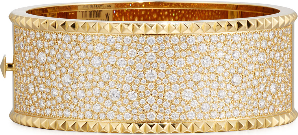 Roberto Coin ROBERTO COIN ROCK & DIAMONDS Wide 18K Yellow Gold Bangle Bracelet