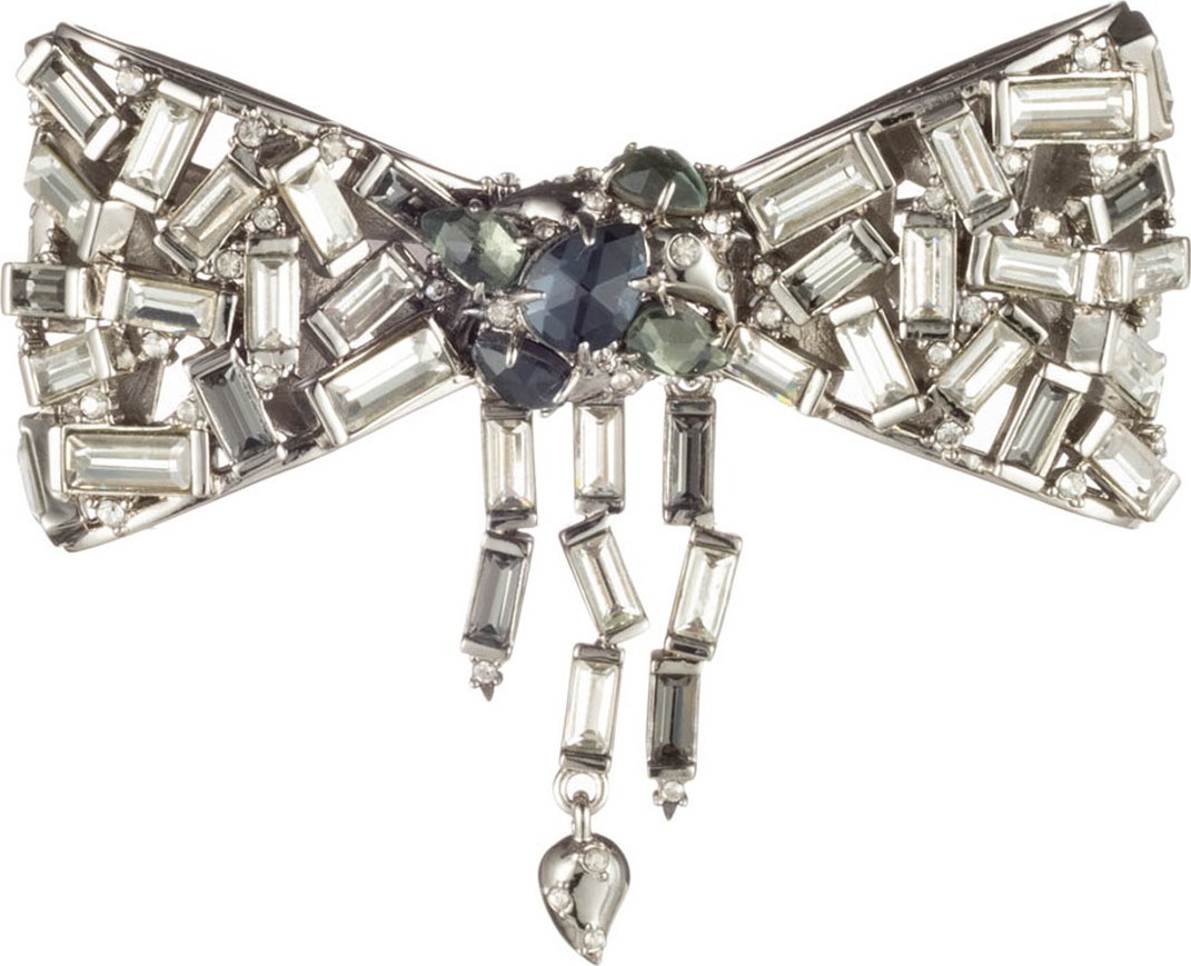 Alexis Bittar Scattered Crystal Baguette Bow Pin