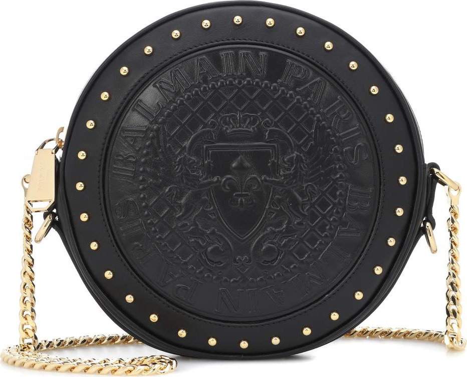 Balmain Disco embossed leather shoulder bag