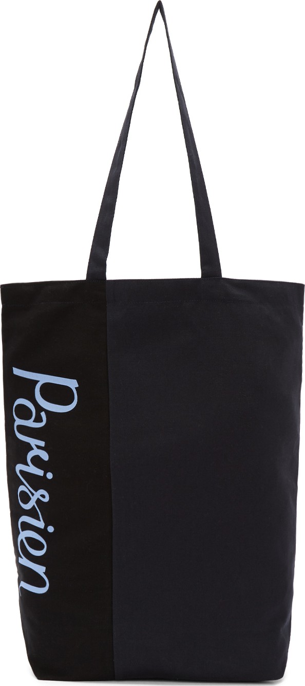 Maison Kitsune Navy & Black 'Parisien' Tote