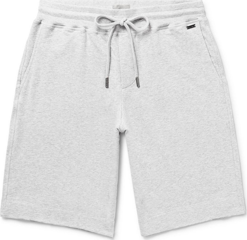 Hanro Mélange Fleece-Back Stretch-Cotton Jersey Drawstring Shorts