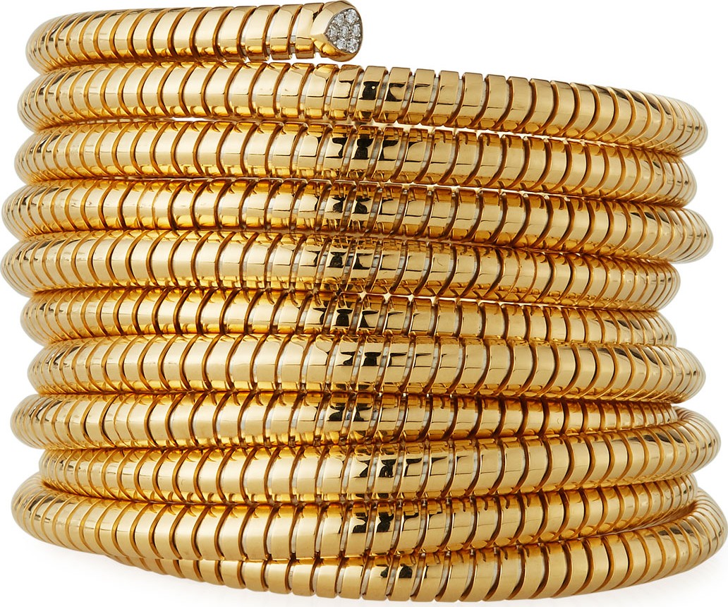 Marina B Trisola 18k Diamond 10-Row Coil Bangle, Size M