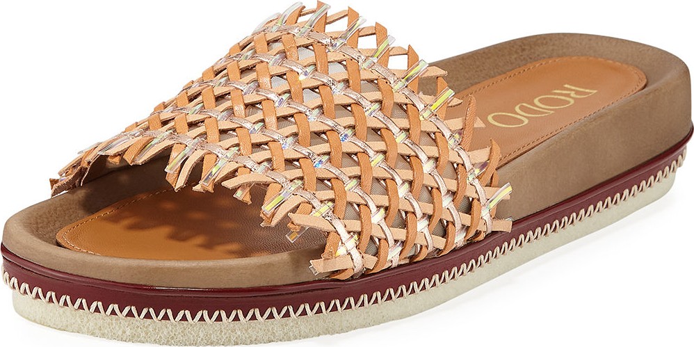 RODO Woven Leather Slide Sandals