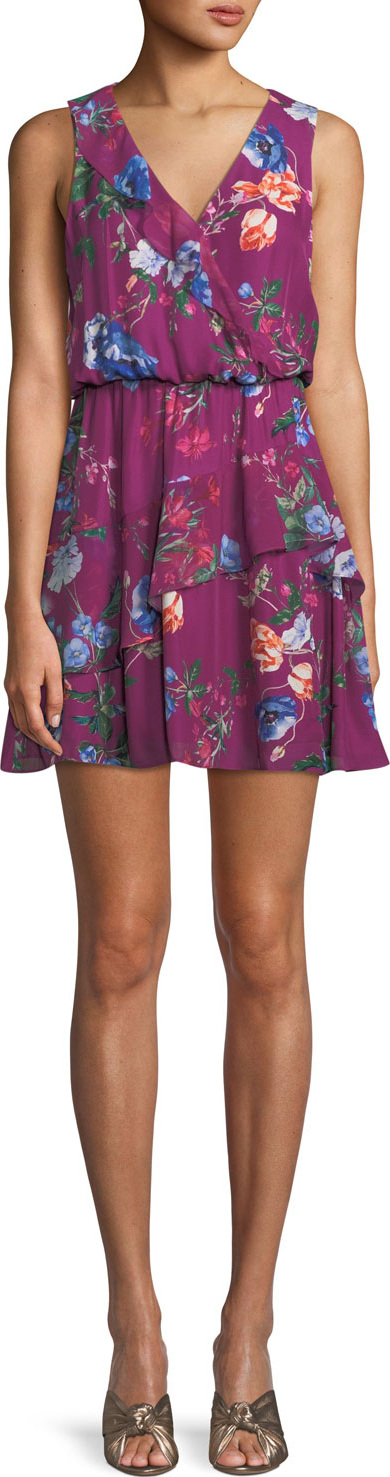Parker Lexi Floral-Print Silk Mini Dress
