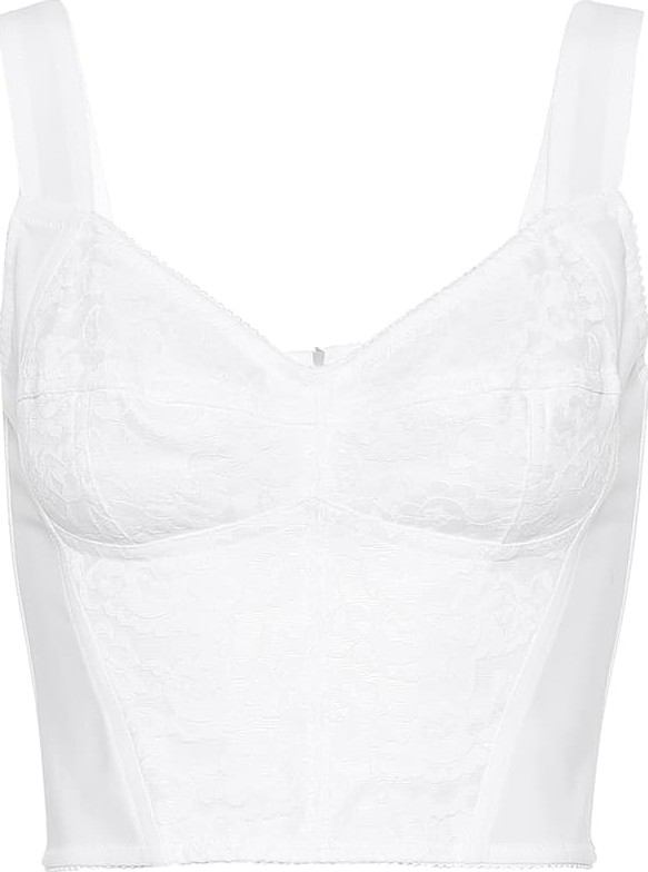 Dolce & Gabbana Lace-trimmed jacquard bustier