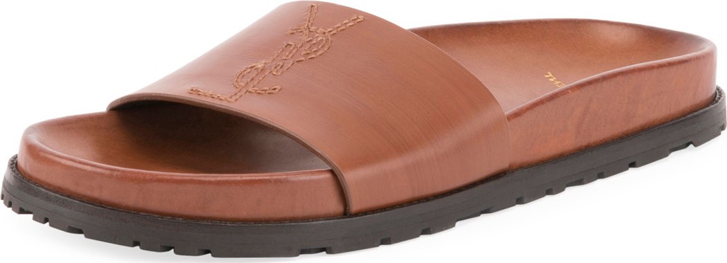 Saint Laurent Jimmy Joan Calfskin Flat Sandal