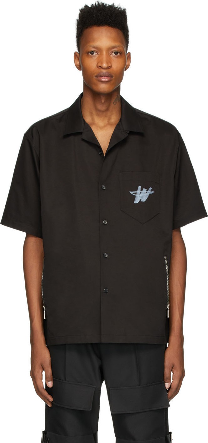 We11done Black 'WD' Logo Short Sleeve Shirt