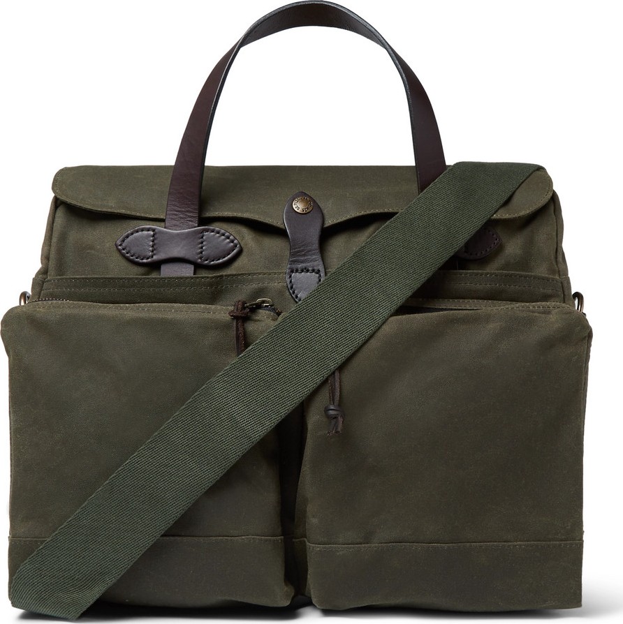 Filson 24-Hour Leather-Trimmed Coated-Canvas Briefcase