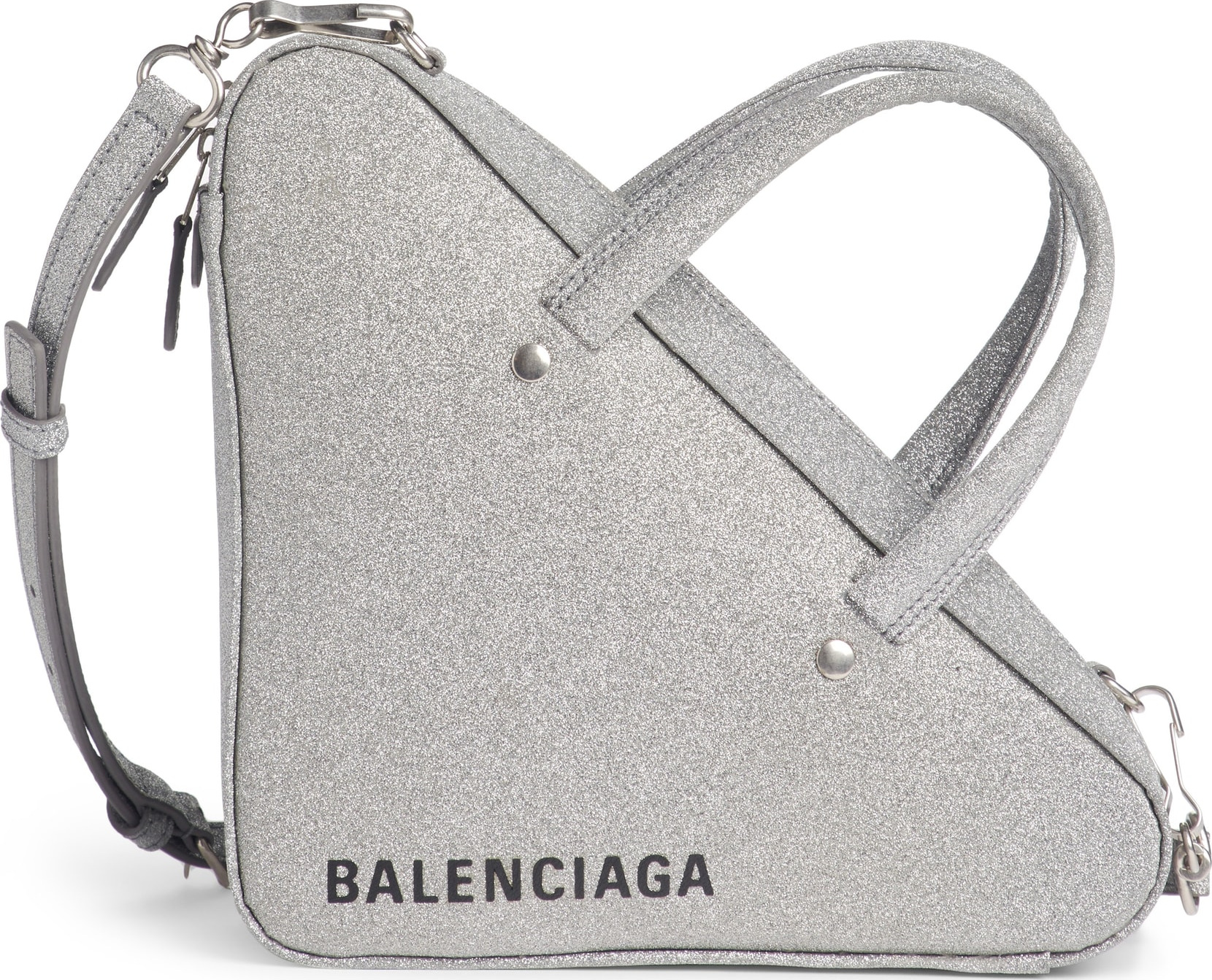 Balenciaga Extra Small Glitter Triangle Leather Bag