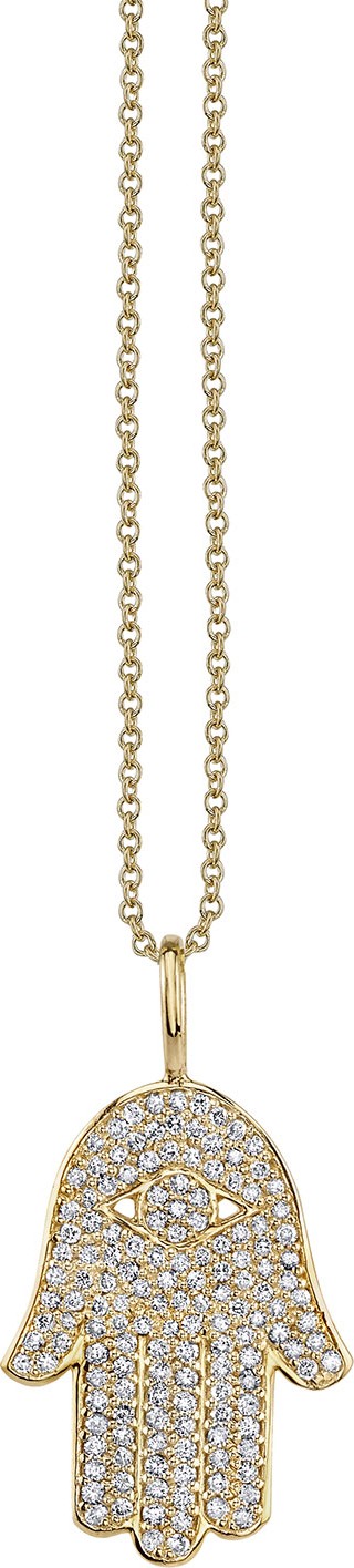 Sydney Evan 14k Large Hamsa Diamond Charm Necklace