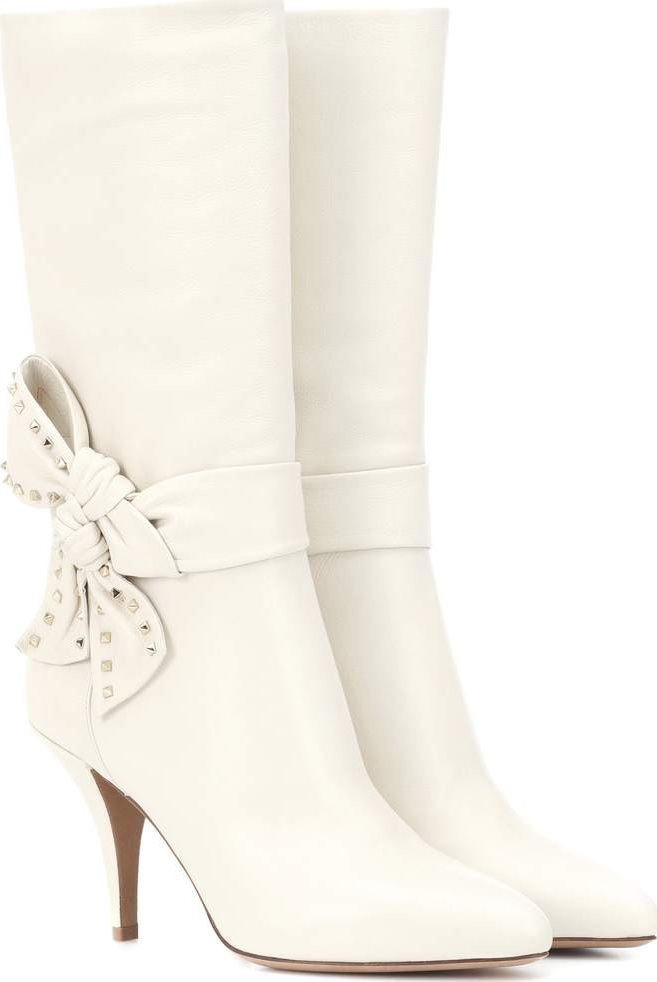Valentino Valentino Garavani Rockstud Side Bow leather boots