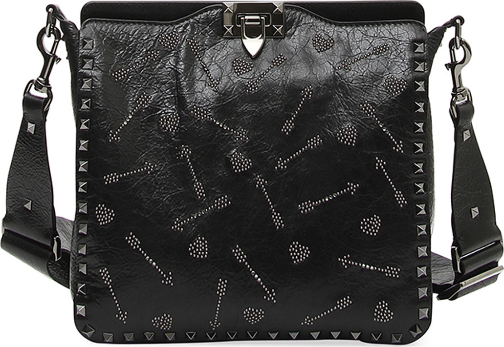 Valentino Rockstud Ricamo Arrows Heart Small Hobo Bag