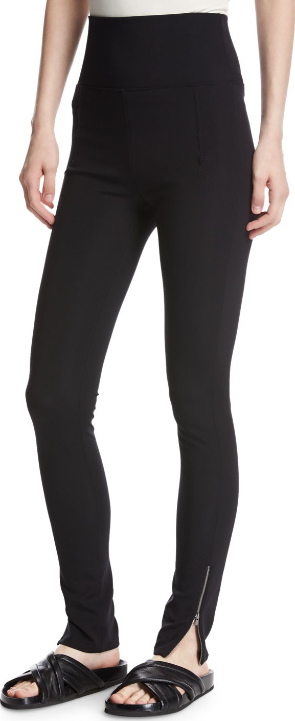 Helmut Lang High-Waist Technical Zip Leggings, Black