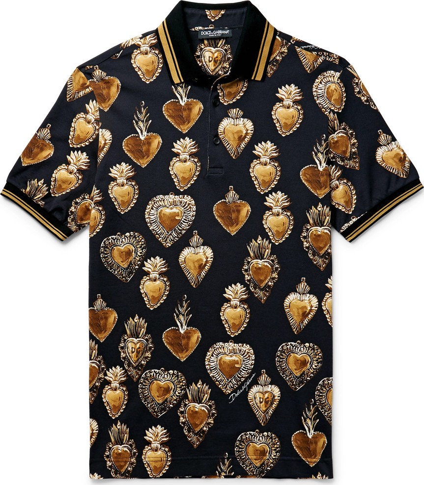 Dolce & Gabbana Printed Cotton-Piqué Polo Shirt