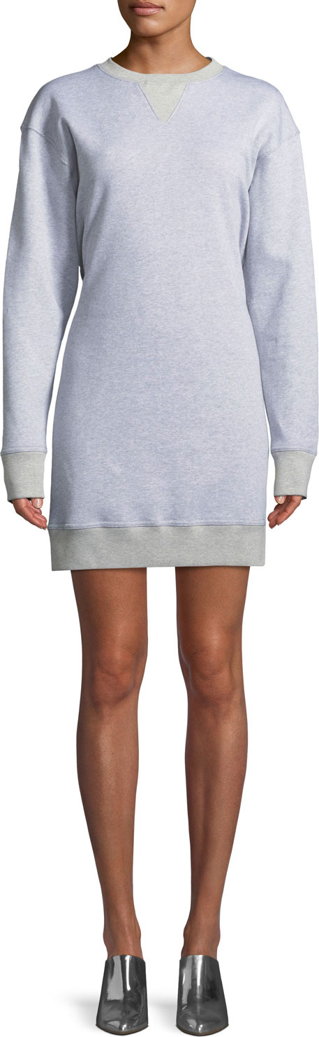 Tibi Easy Open-Back Crewneck Sweatshirt Dress