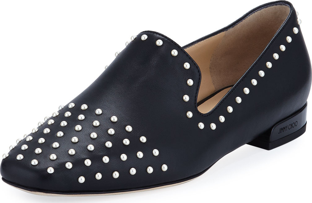 Jimmy Choo Jaida Flat Studded Leather Loafer