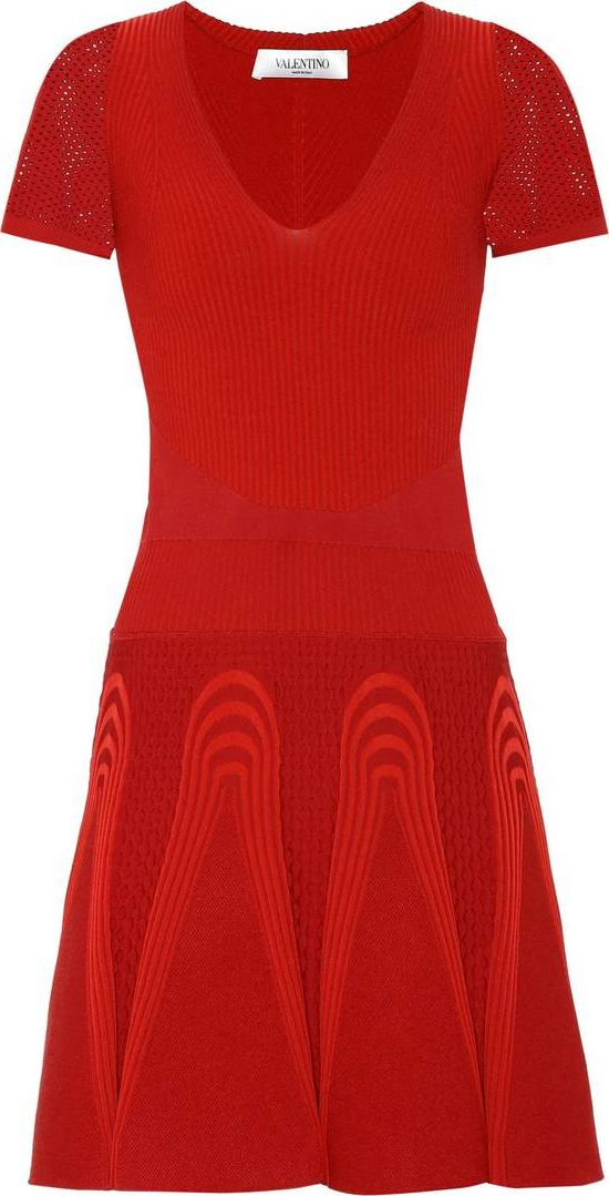 Valentino Ribbed stretch-knit minidress