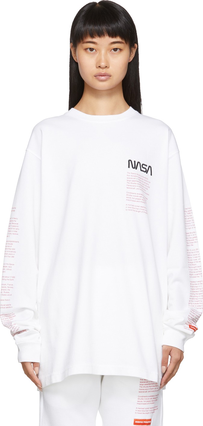Heron Preston White Facts Long Sleeve T-Shirt