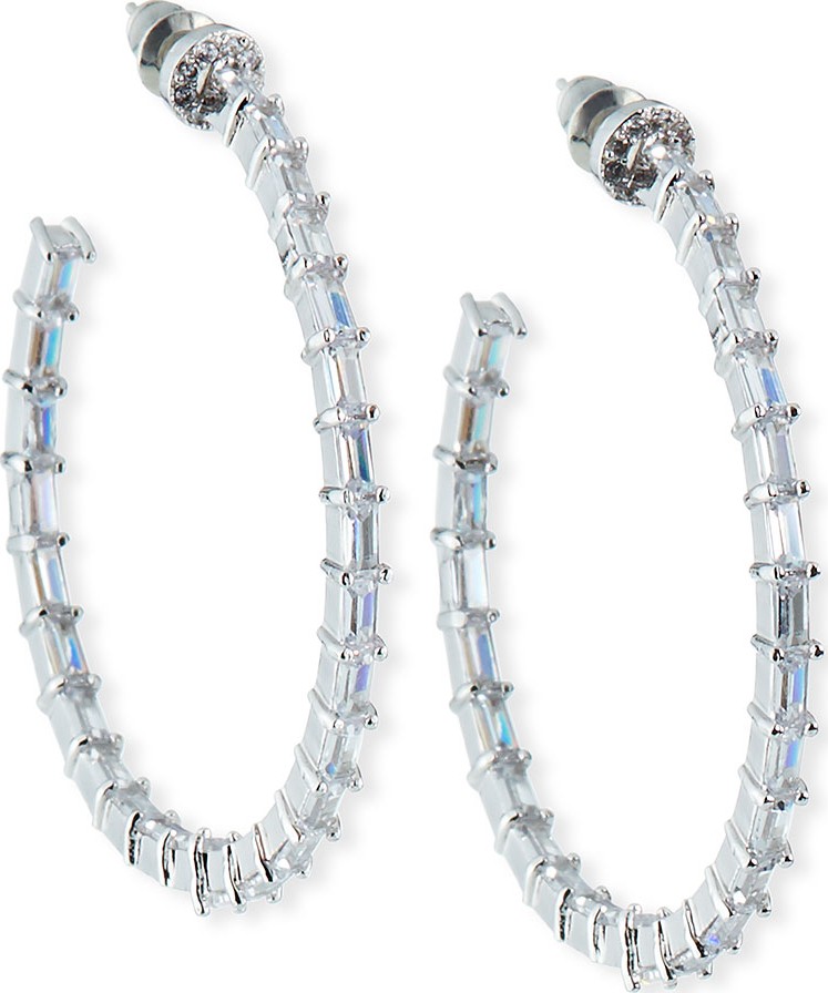 Fallon Crystal-Baguette Hoop Earrings