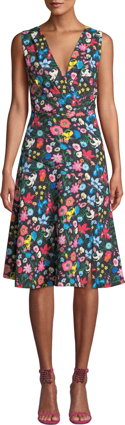 Elie Tahari Jila Floral-Print A-line Dress