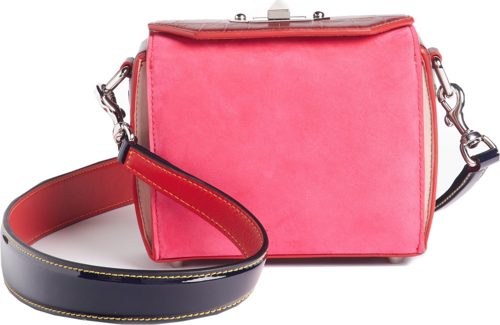 Alexander McQueen Box Bag 16 Croc Embossed Leather & Suede Shoulder Bag