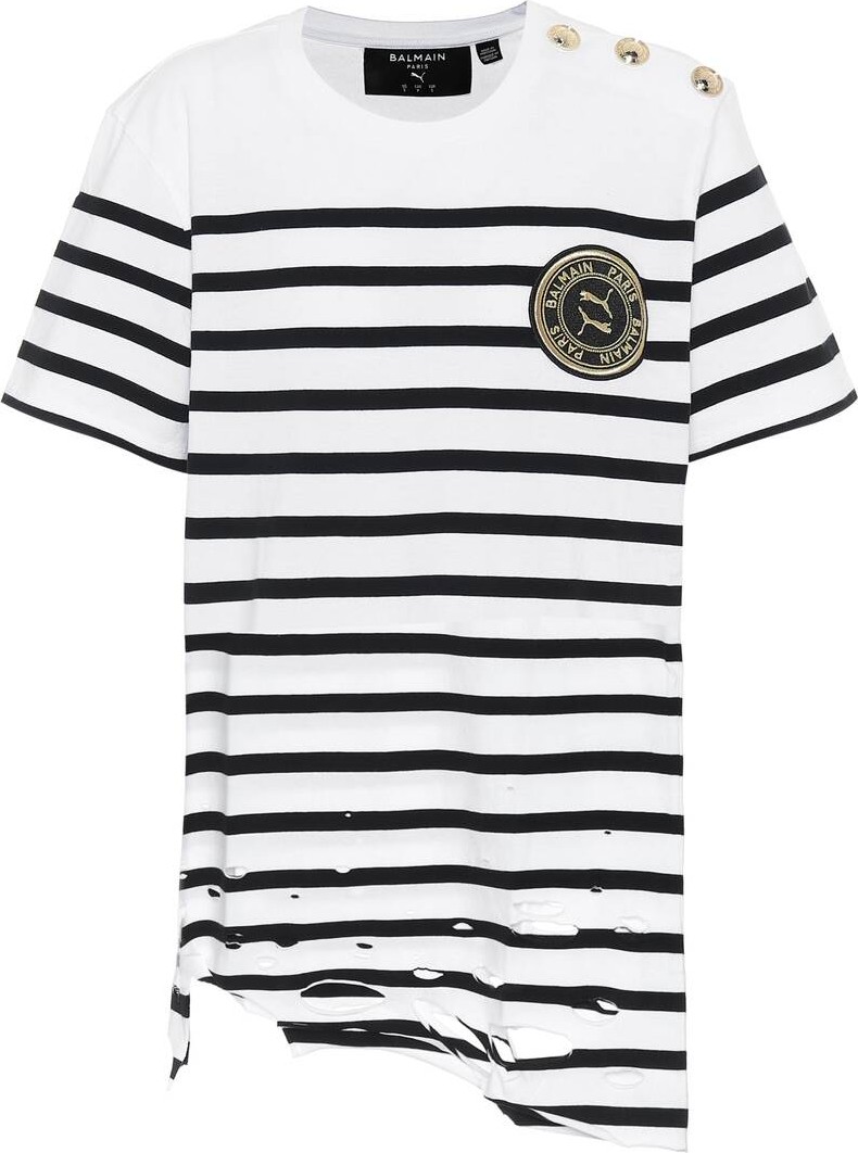 PUMA x Balmain striped cotton T-shirt