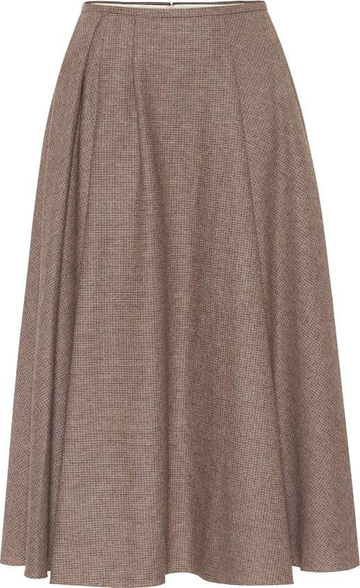 ROCHAS Checked wool-blend skirt