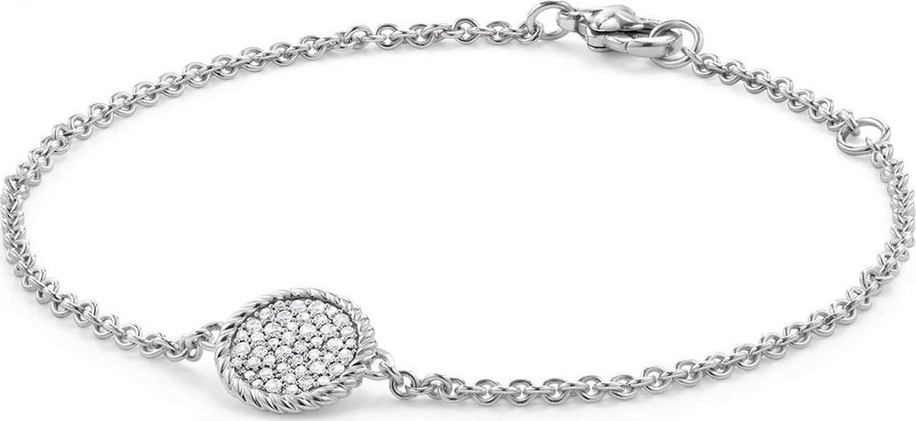 David Yurman 18K White Gold & Pave Diamond Cable Bracelet
