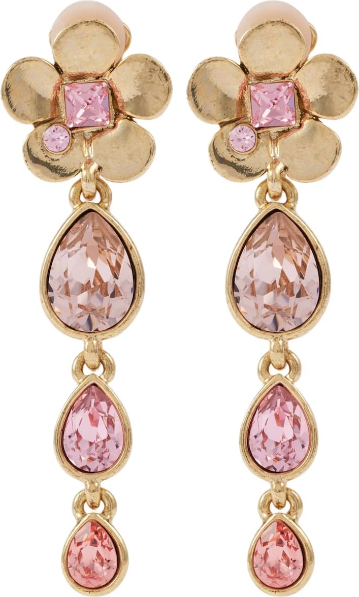 Oscar De La Renta - Floral crystal-embellished clip-on earrings