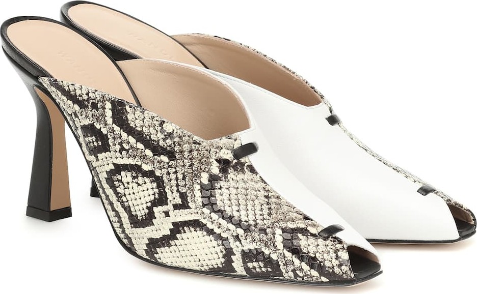Wandler Niva snake-effect leather mules