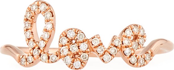 Sydney Evan 14k Gold Diamond Love Script Ring