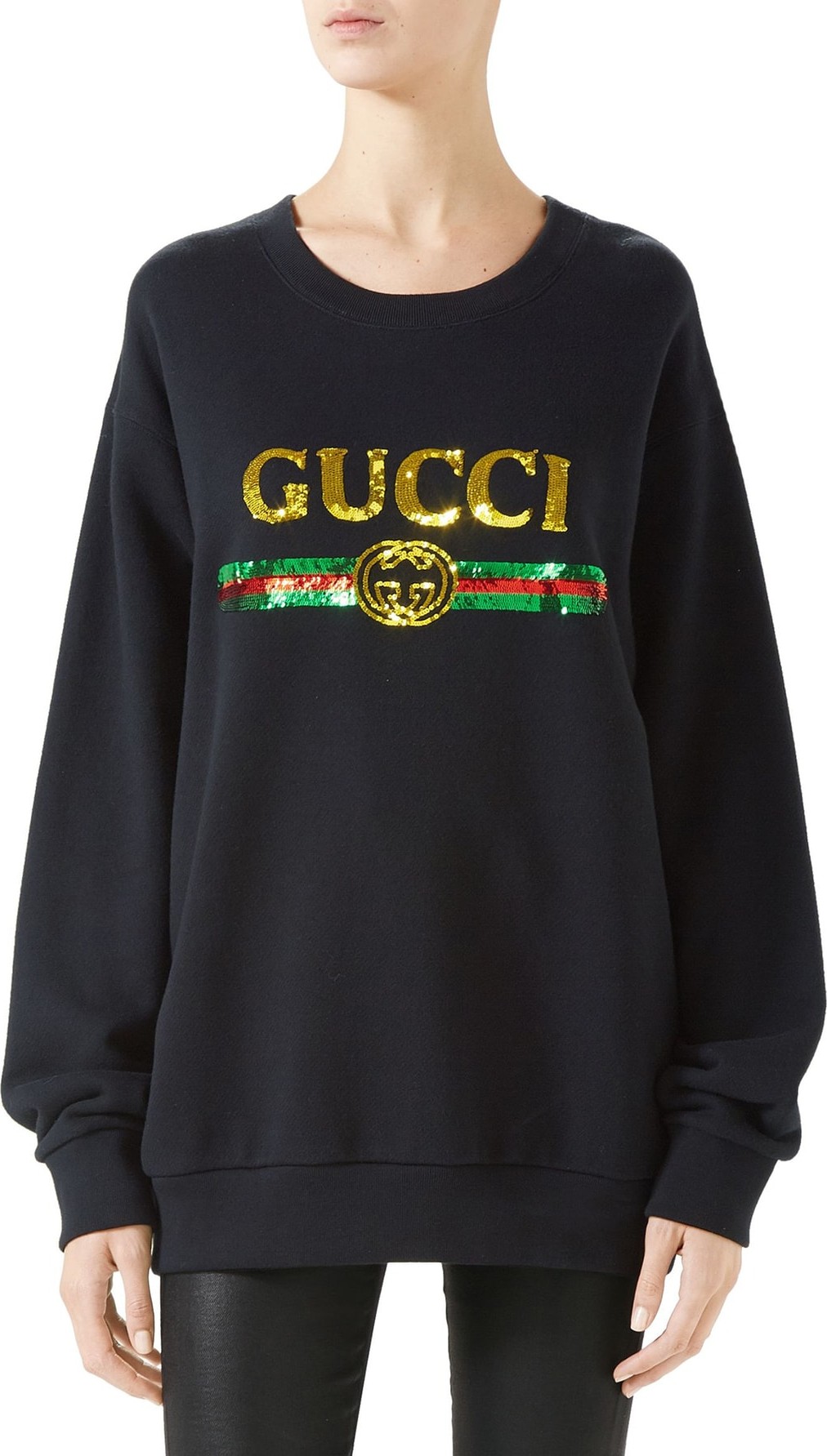 Gucci Sequin Tiger Logo Oversized Sweatshirt