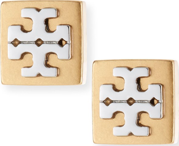 Tory Burch Block-T Logo Stud Earrings