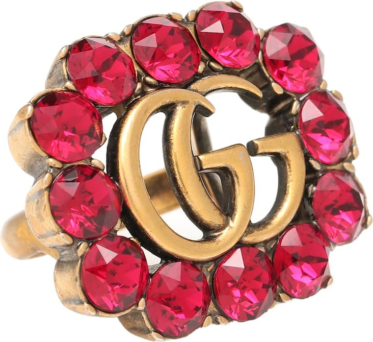 Gucci Double G crystal-embellished ring