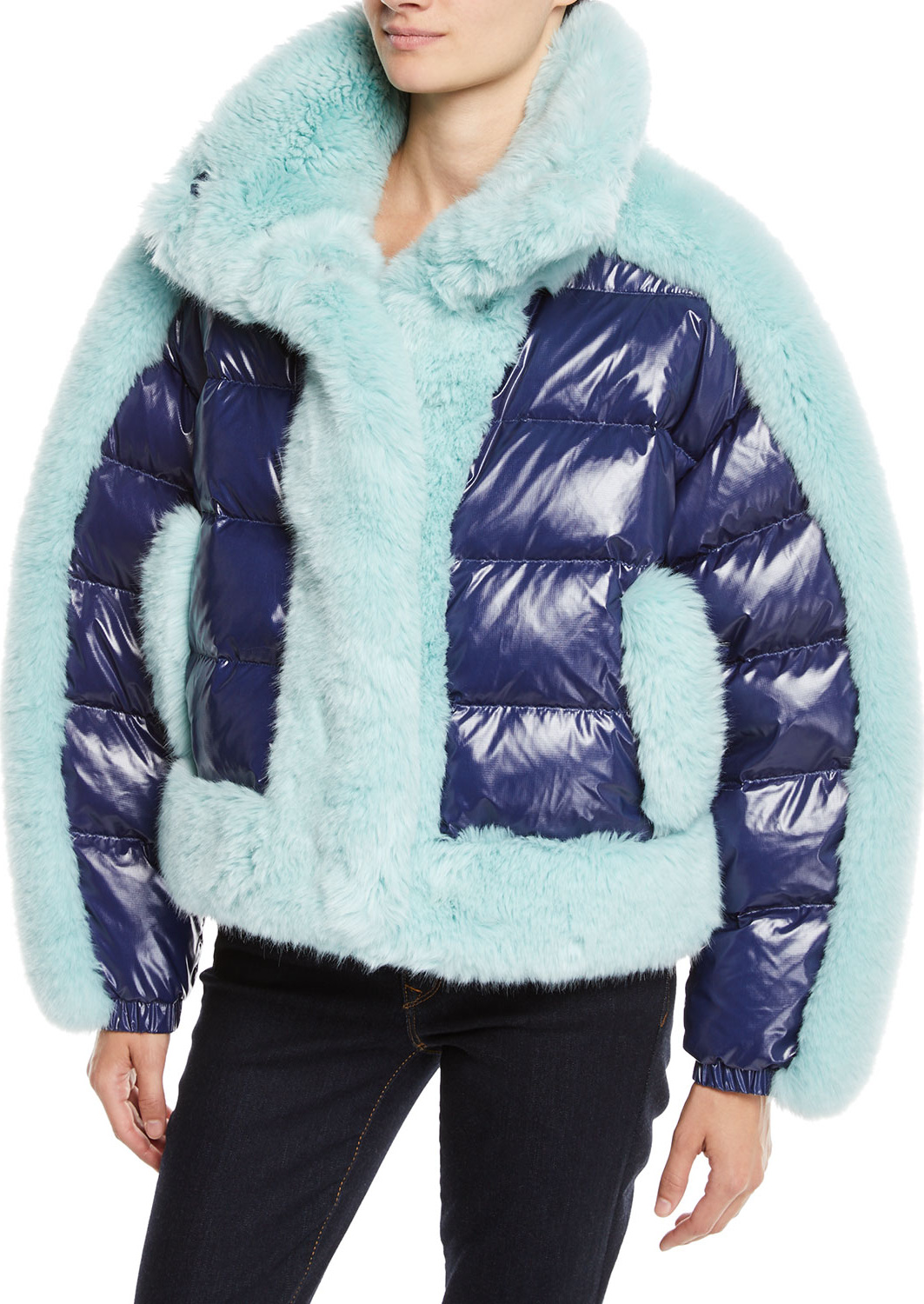 Opening Ceremony Daydreamer Puffer Jacket w/ Faux Fur Trim