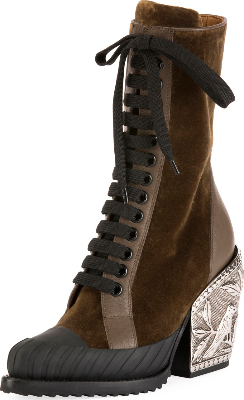 Chloe Rylee Metal-Heel Lace-Up Combat Boot