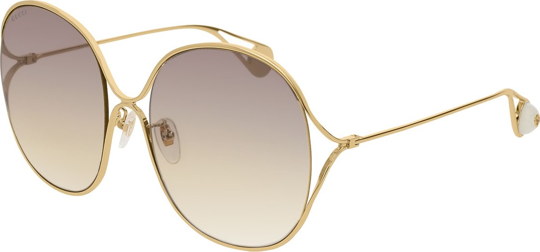 Gucci Round Open-Temple Metal Sunglasses