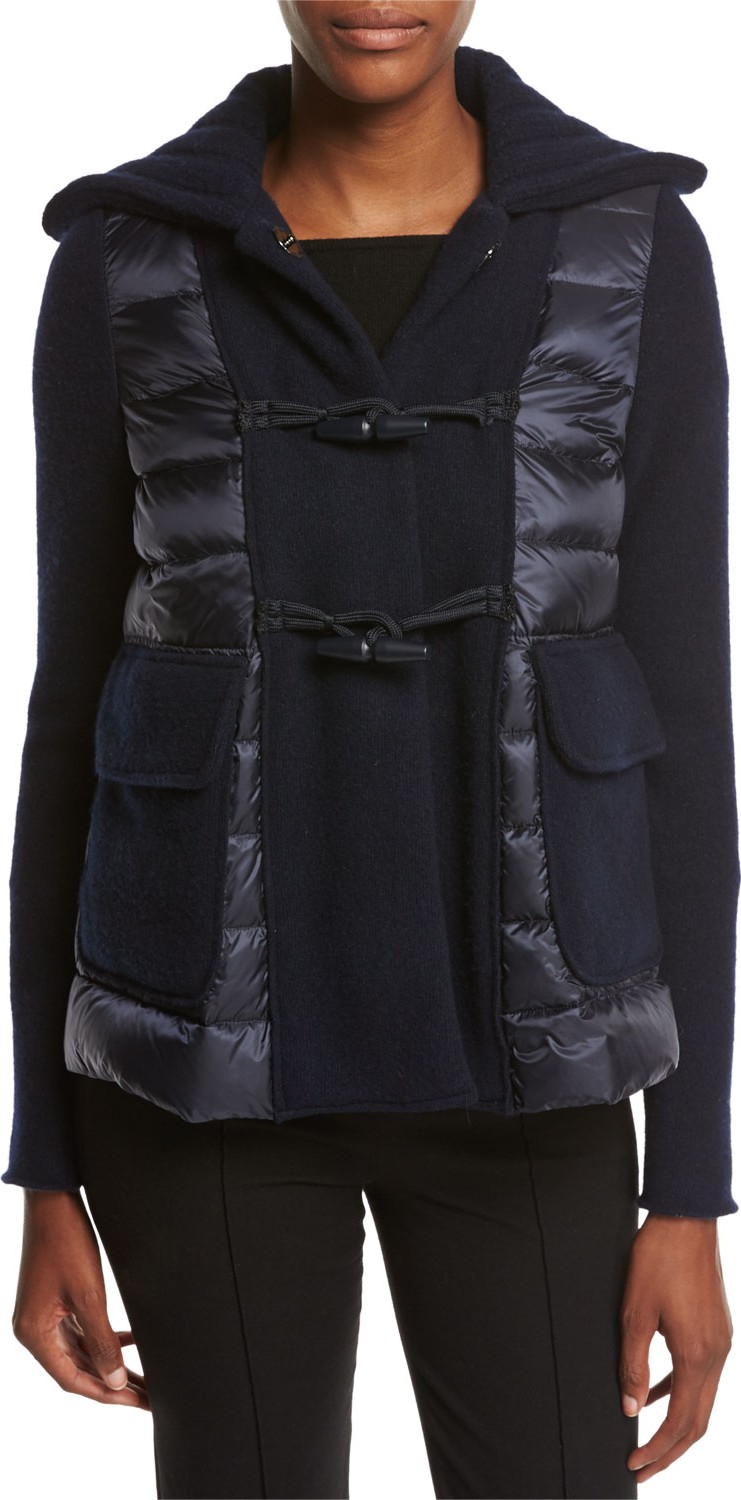 Moncler Maglia Toggle-Front Jacket w/ Puffer Combo