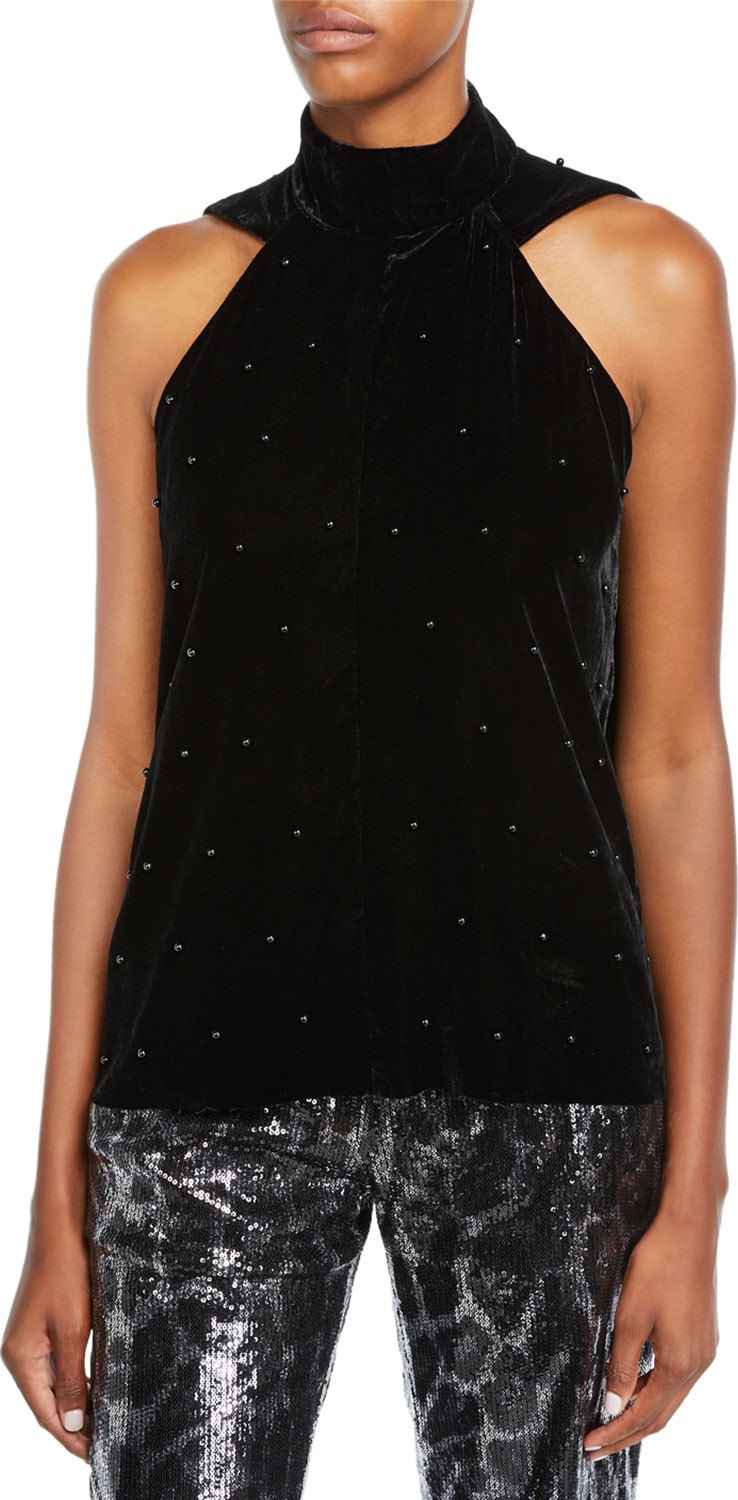 RtA Birdie Velvet Halter Top