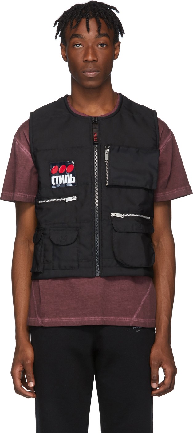 Heron Preston Black Multipocket 'Fire' Vest
