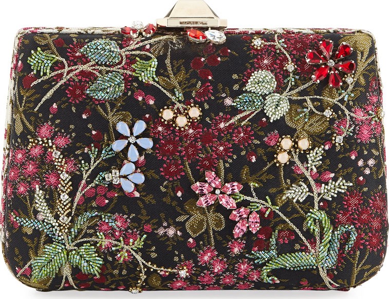 Giambattista Valli Jacquard Peonia Clutch Bag, Black Pattern