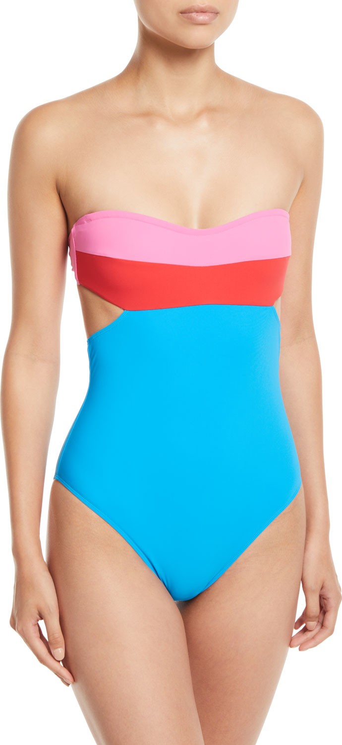 DIANE von FURSTENBERG Christye Colorblock Bandeau One-Piece Swimsuit
