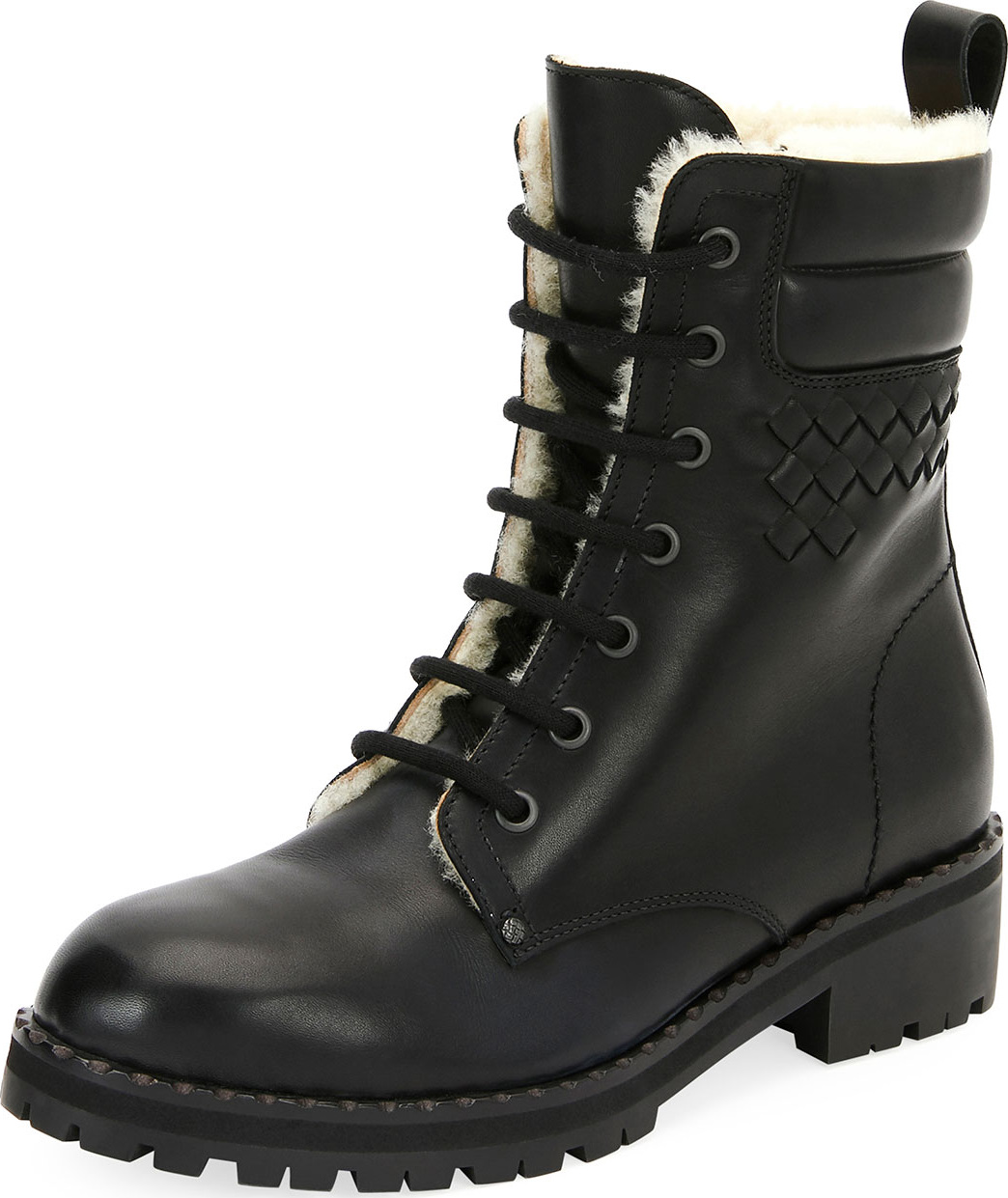 Bottega Veneta Shearling Fur-Lined Combat Boot
