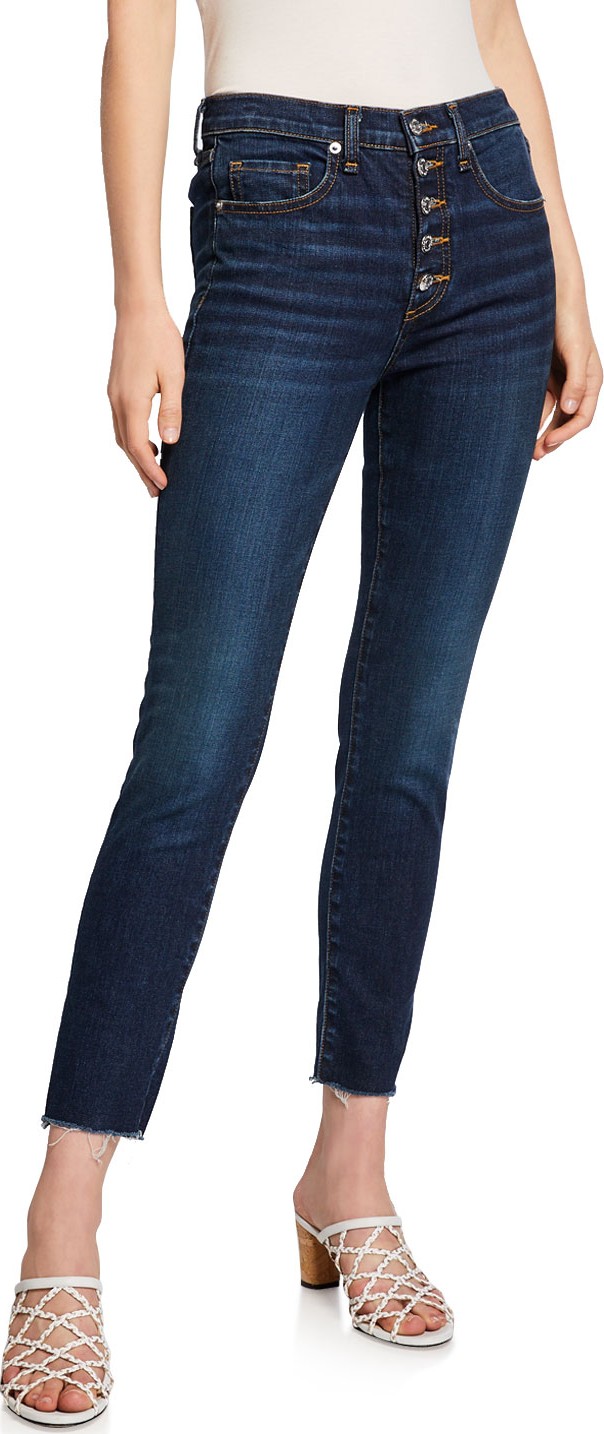 Veronica Beard Debbie 10 Rise Skinny Jeans w/ Button Fly
