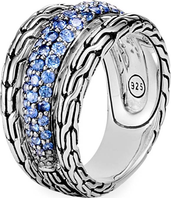 John Hardy Classic Chain Ring w/ Black Sapphires & Spinel
