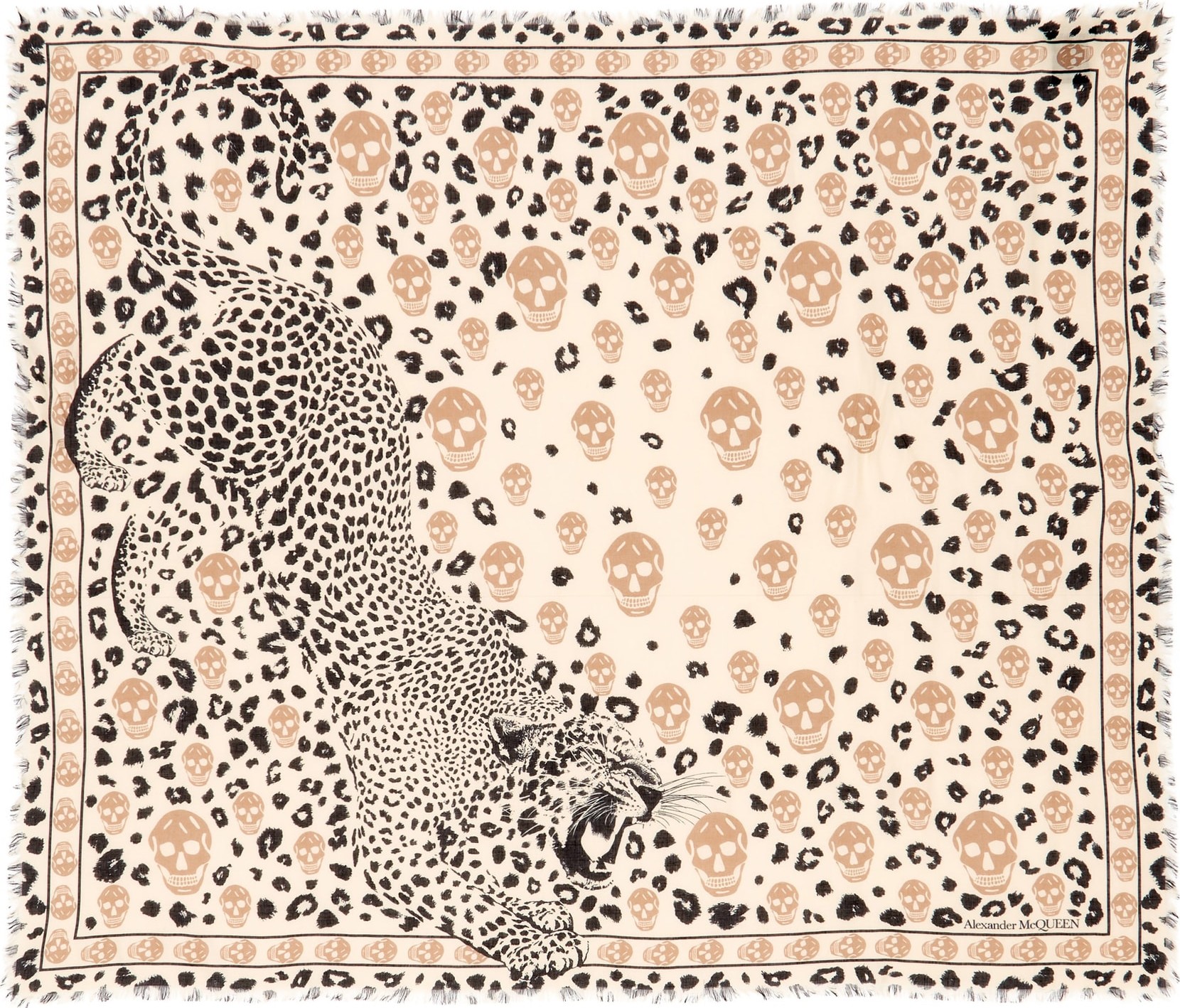Alexander McQueen Leopard & Skull Motif Scarf