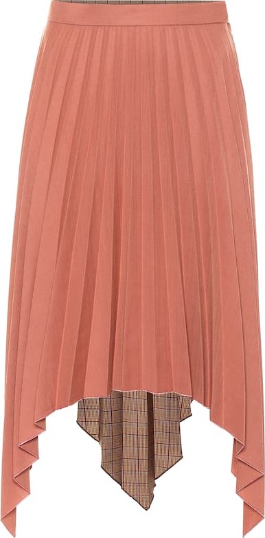 Acne Studios Pleated houndstooth wool-blend skirt