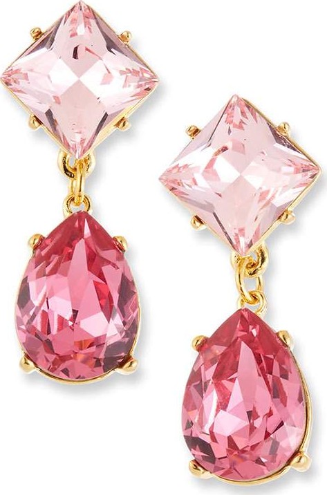 Kenneth Jay Lane Crystal Square & Teardrop Earrings, Pink