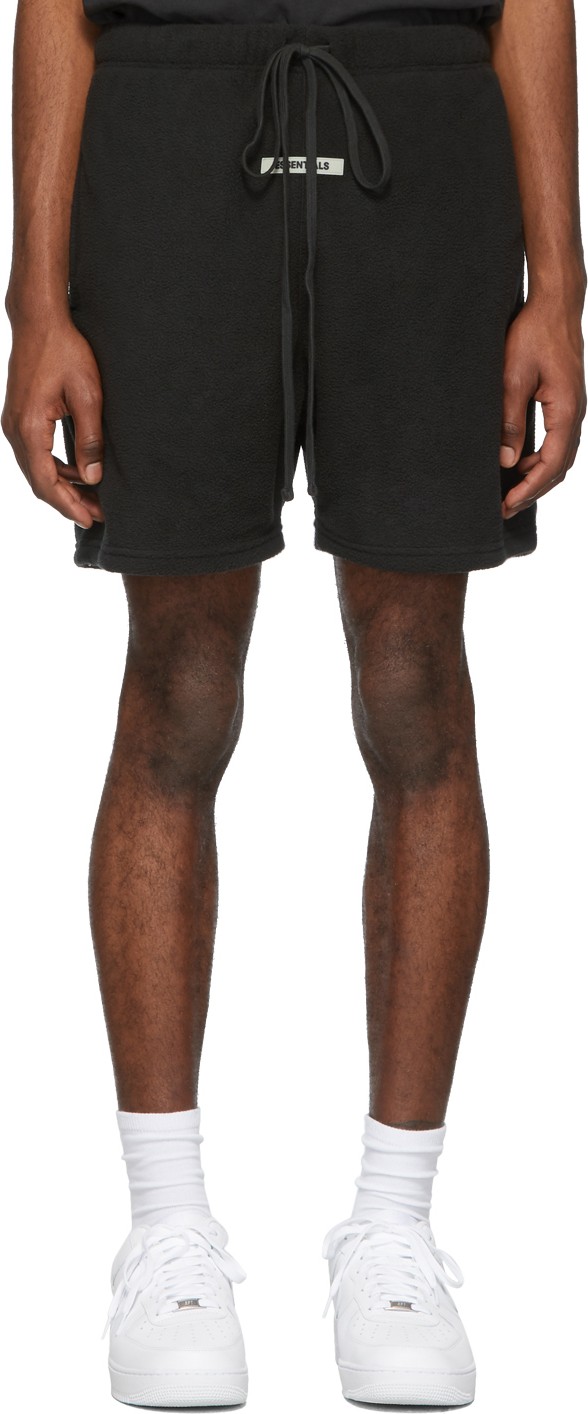 Essentials Black Polar Fleece Shorts